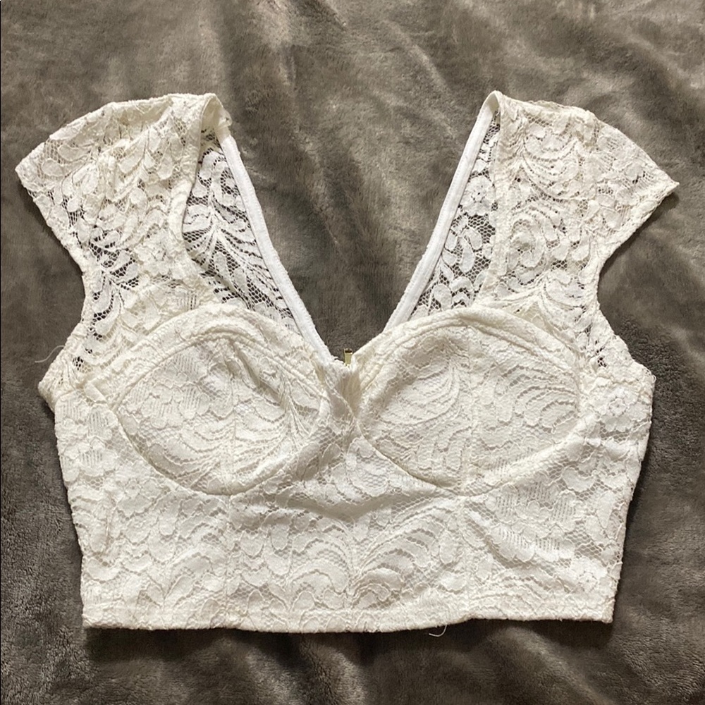 Charlotte Russe White Lace Crop Top